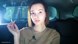 Sexy Russian Babe Smoking Cigarette Natural Setting