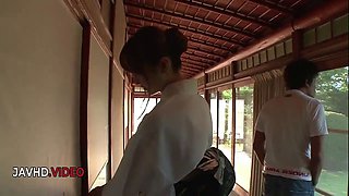 Hardcore sultry Asian MILF delivers Blowjob then gets pounded fiercely by young stud MILF