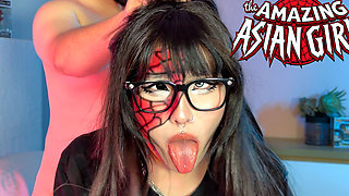 Japanese Stepsis Became Spider-girl. Hard Fuck Makes Her Human Again?