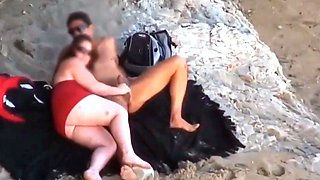 Chubby Niece devours cock on the beach