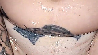 Busty Brunette Oiled up and Fucked