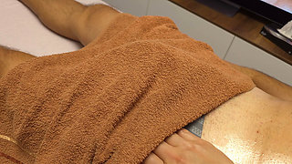 Forbidden Touch During Massage Therapy. Asian Masseuse Doesn't Stop Until He CUMS Hard Inside Underwear
