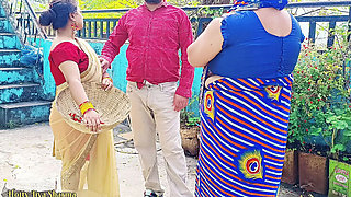 Desi Family Threesome: Step Son Fucks Stepmom and Wife in Outdoor Public Sex - Hot Jiya Sharmaa