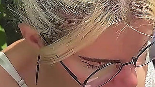 POV Camera. a Student Gave a Blowjob to a Stranger in a College Park and Received Cum in Her Mouth