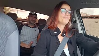 Skinny Redhead Brazilian Fanny Squirting in Car Masturbation and Handjob