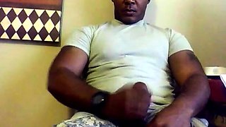Black Military Man Jerks Off and Cums Solo