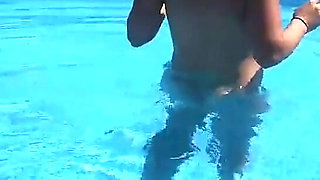 Pregnant Pool Sex Young MILF! Putting on a Show for the Neighbors