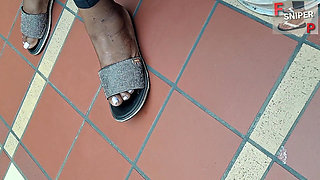 Working Lady Ebony with BBW Feet with Pink Toes