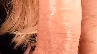 POV blowjob for big cock from blonde MILF