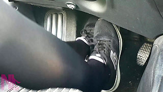 Sensual Pedal Pumping in Black Sneakers