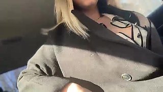 Blonde Babe Driving Around Like a Slut in Car