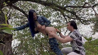 LapkaLus Big Perfect Tits Tease Stranger to Creampie in Forest