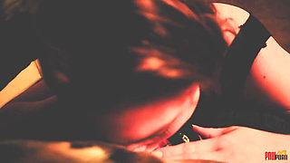 Trapped Slut pushed to Strip and Suck off Captor