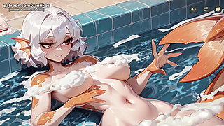 Big Tits Hentai Mermaid Teen With A Perfect Body Masturbates Her Tight Wet Pussy In A Public Pool - Hotel Tales (Steam Game)