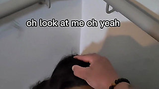 Shy Girl Gets Convinced in Elevator to Swallow a Stranger's Cum