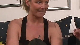 German blonde and brunette MILF engage in wild threesome as they use sex toys as well as cock in eager holes