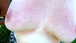 Bouncy Tits Slapped Hard in Public Outdoor BDSM Action