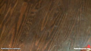 Bound slave cattle prodded in public