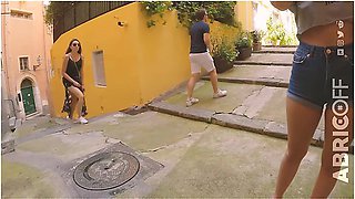 Braless Walk In Crop Top Showing Underboobs