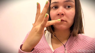 Kinky Mary Spreads Her Hairy Pussy POV and Licks Her Wet Fingers