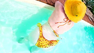 Red's blow and go outside in the pool