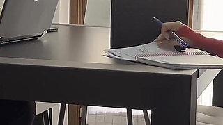 Secretary Masturbates at Work but Is Seen by Her Boss