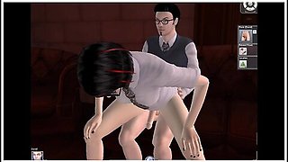 Crossdresser Student Practices With Teacher In 3D