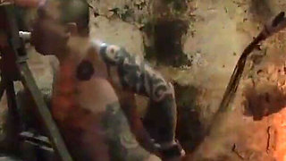 The rubber cock blown hard