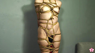 Slave Mila Tightly Tied in Orgasm Torment with Rope Bondage and Bound Orgasms