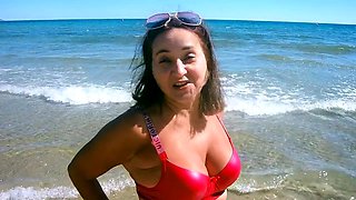 Sexy MILF's Orgasmic Shower After Beach Blowjob