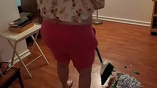 Big Belly Beauty Nurse Vick Cleans up Messy Floor