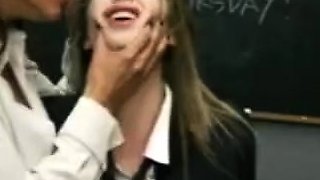Big-tit brunette Latina teacher fucks teen slut schoolgirl