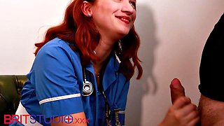 British Nurse Greene Jerks Off Patient and Rubs Cum