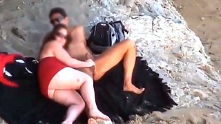 Chubby Niece devours cock on the beach