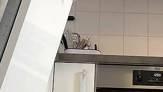 All Natural Big Tits Hottest Blonde in a Mini Skirt Flashes Panties and Does Cute Beauty Moves in the Kitchen