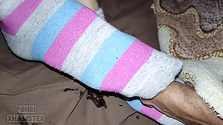 My Stepsister Helped Me Cum on Her Feet in Cute Socks