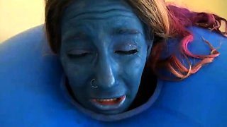 Latex slut solo anal masturbation