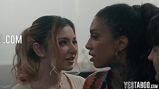 Big boobs MILF tutor seduced into a threesome with teen students