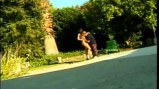 Busty Brunette MILF Rides Passionately Outdoors with Lover