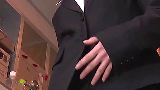 Horny Japanese Babe Blows Cock and Gets Fingered Hard in Uniform