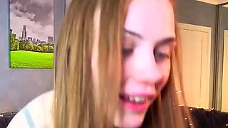 Close up with teen blonde sex doll rubbing her cunt