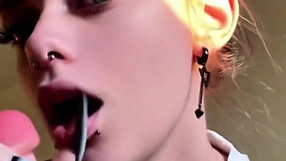 Skinny Girl Plays with Nipples and Fucks Herself with a Dildo