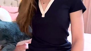 Blonde shemale masturbating with a toy pussy