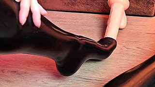 Latex Dildo Footjob
