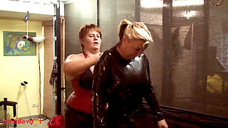The Slave in Latex - Rough BDSM Action with Three People
