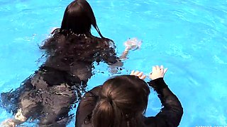 Hot brunette amateur MILF rides hubbys cock