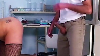 With the hot outfit the doctor can't resist her and fucks her on the patient's bed