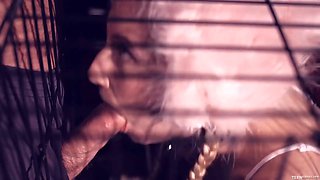 Tiny teen Odette Delacroix caged up and in heat