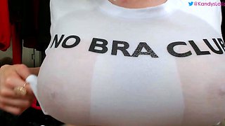 Slutty amateur flashing her big boobs in the backseat