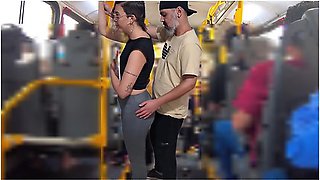 Slutty Student Gets Cumshot In Public On The Bus